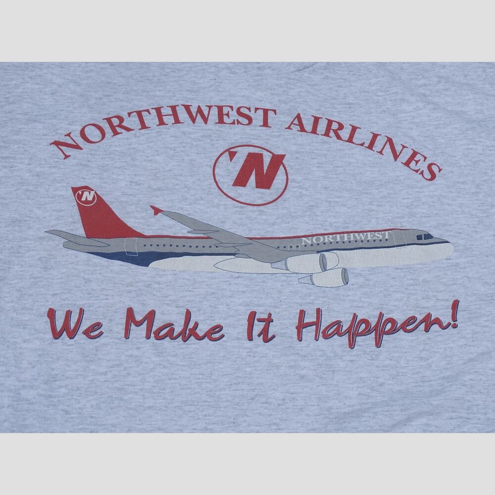 Vtg 80s 90s Northwest Airlines T Shirt XL Screen Stars Best Single Stitch Gray